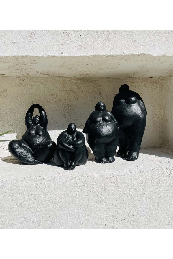 Alle Fat Lady Koleksiyonu Dekoratif Heykel 4lü Siyah
