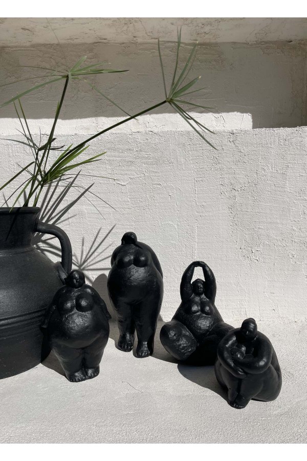 Alle Fat Lady Koleksiyonu Dekoratif Heykel 4lü Siyah