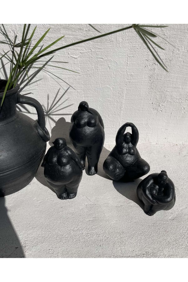 Alle Fat Lady Koleksiyonu Dekoratif Heykel 4lü Siyah