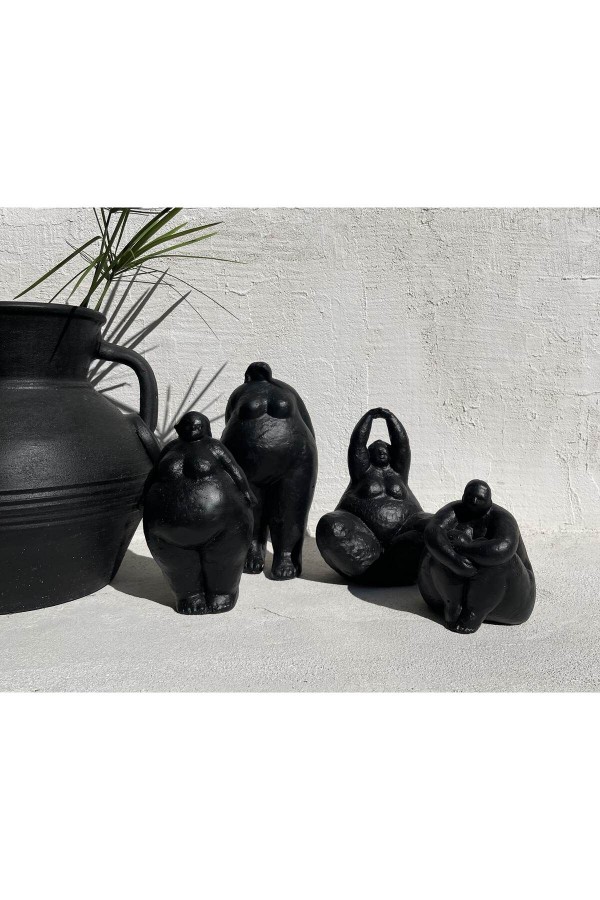 Alle Fat Lady Koleksiyonu Dekoratif Heykel 4lü Siyah