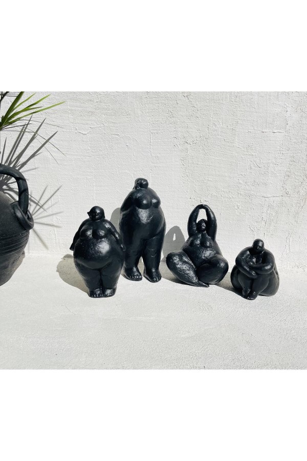 Alle Fat Lady Koleksiyonu Dekoratif Heykel 4lü Siyah