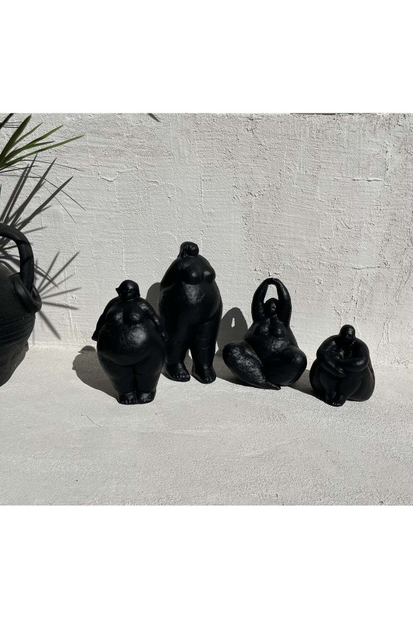 Alle Fat Lady Koleksiyonu Dekoratif Heykel 4lü Siyah