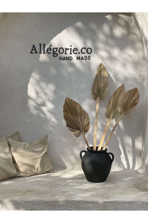 LEMOYA BÜYÜK BOY KULPLU GÖBEKLİ VAZO SİYAH