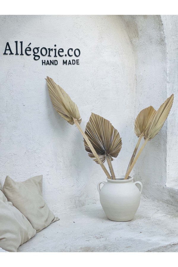 LEMOYA BÜYÜK BOY KULPLU GÖBEKLİ VAZO KREM