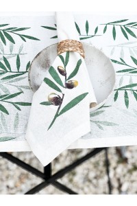 Zeytin Dalı El Baskısı Sofra Peçetesi