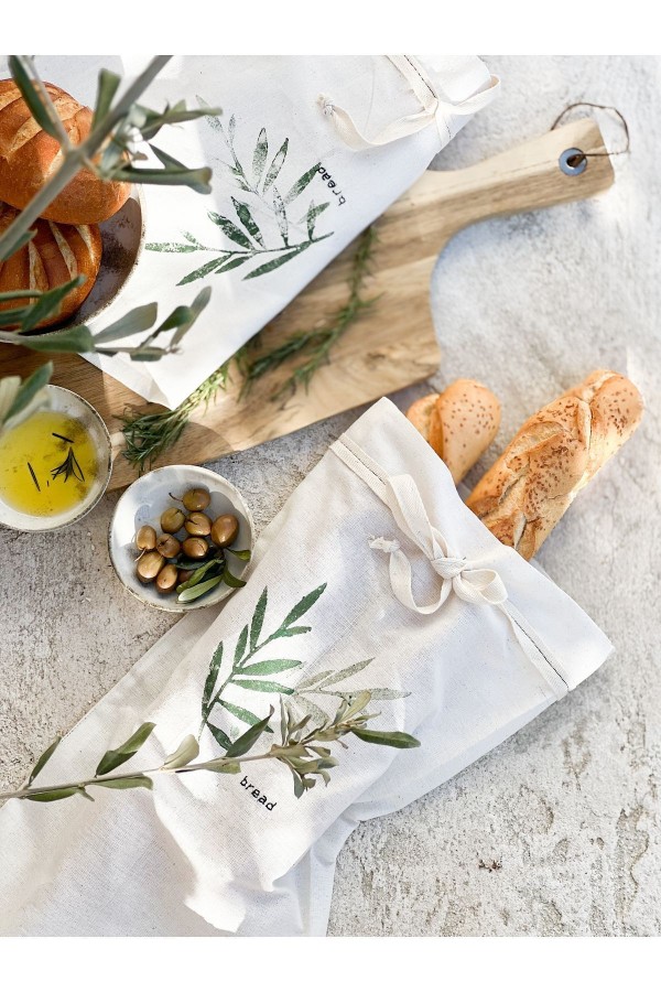 Zeytin Dalı El Baskısı Baget Ekmek Kesesi