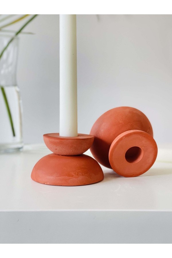 Luwe 2'li Şamdan Mumluk Terracotta