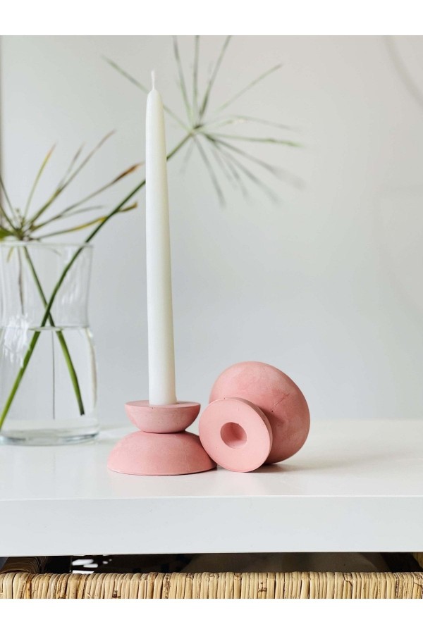 Luwe 2'li Şamdan Mumluk Pembe