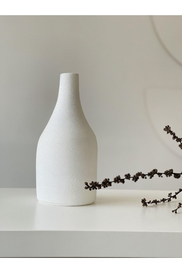 Limre Dokulu Vazo Beyaz