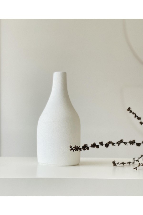 Limre Dokulu Vazo Beyaz