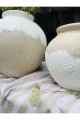 TISSUE KOLEKSİYONU 2Lİ LAMEE GÖBEKLİ VAZO SETİ YOĞUN DOKULU MAT KREM BEYAZ