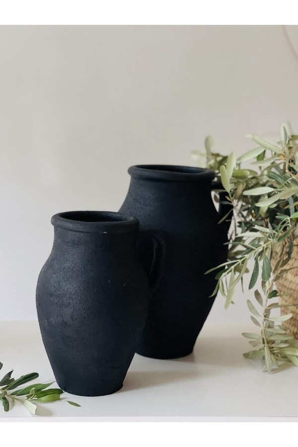 Limera 2li Tek Kulplu Vazo Dokulu Mat Siyah