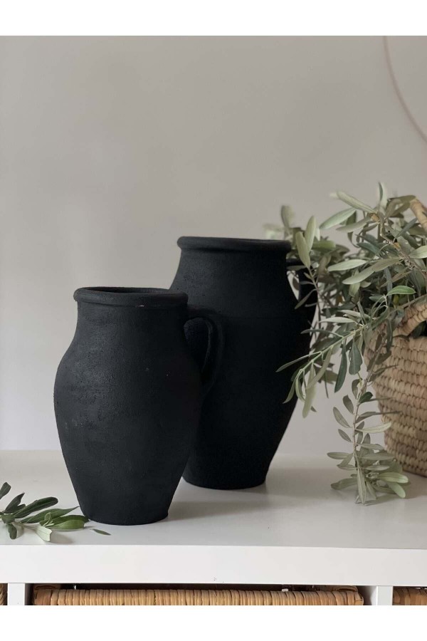 Limera 2li Tek Kulplu Vazo Dokulu Mat Siyah