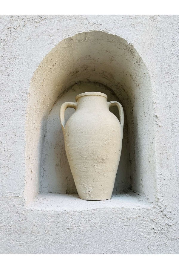 Lana Çift Kulplu Vazo Krem