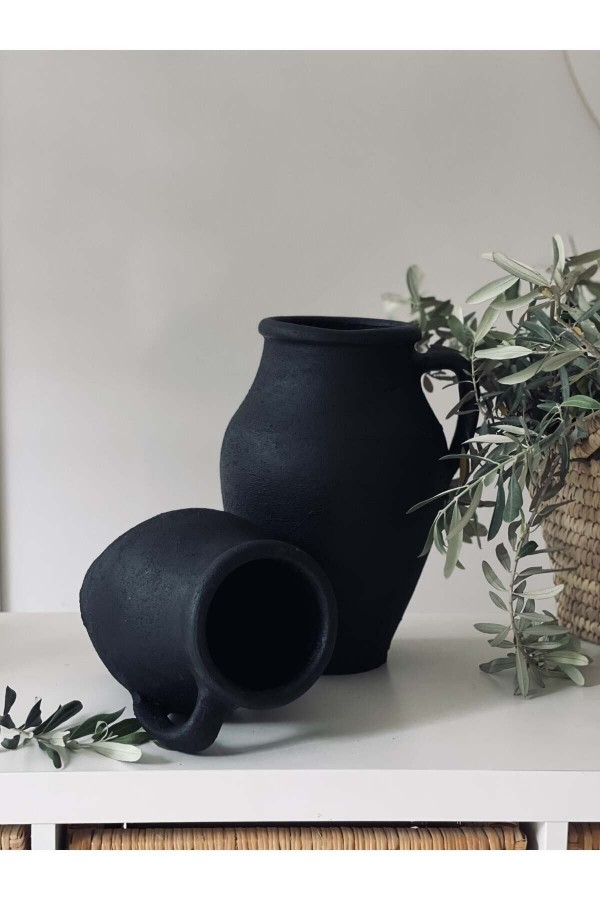 Limera 2li Tek Kulplu Vazo Dokulu Mat Siyah