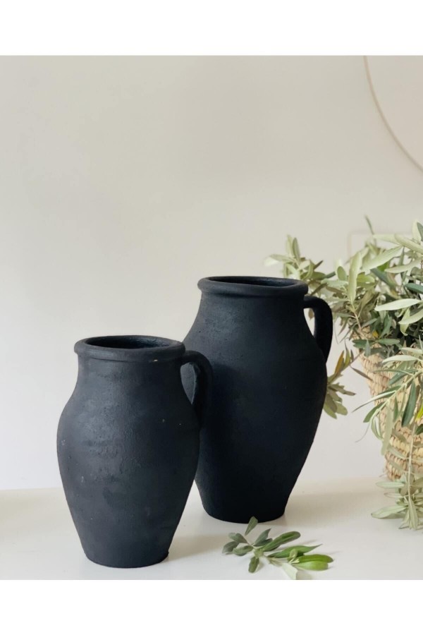 Limera 2li Tek Kulplu Vazo Dokulu Mat Siyah
