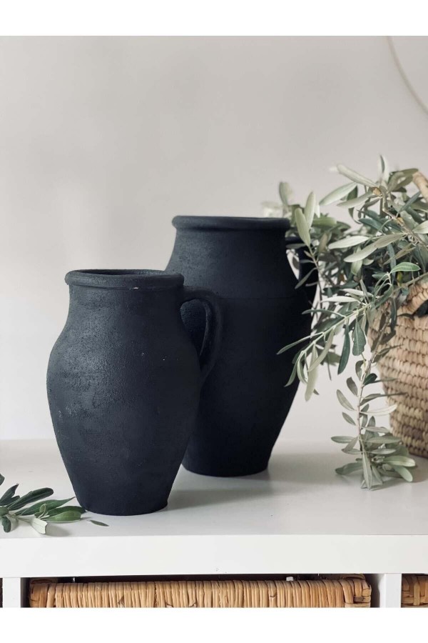 Limera 2li Tek Kulplu Vazo Dokulu Mat Siyah
