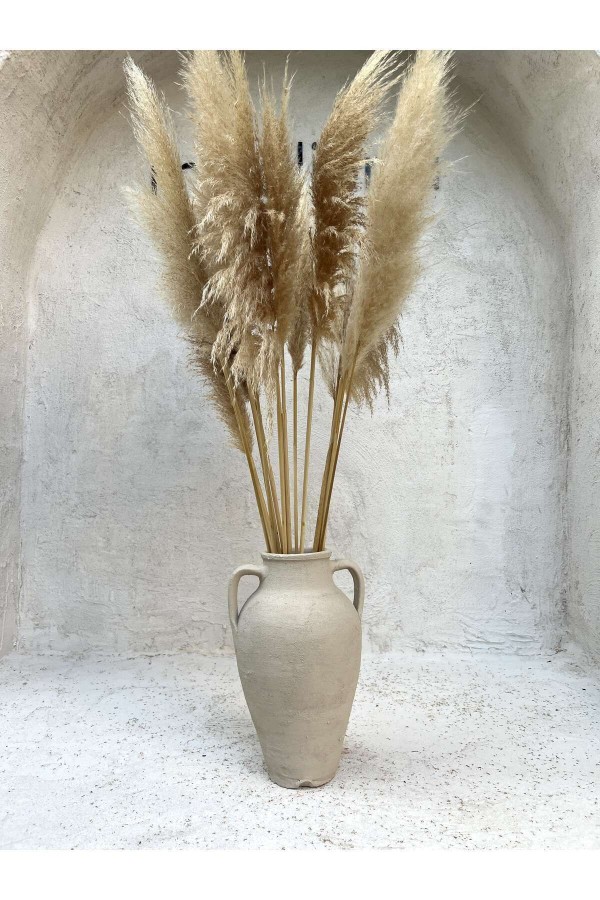 Lana Çift Kulplu Vazo Krem