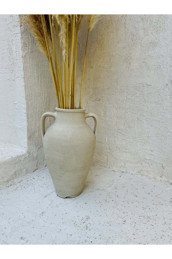 Lana Çift Kulplu Vazo Krem