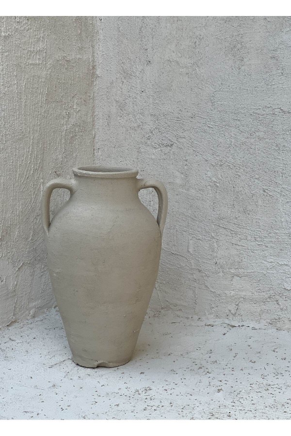 Lana Çift Kulplu Vazo Krem