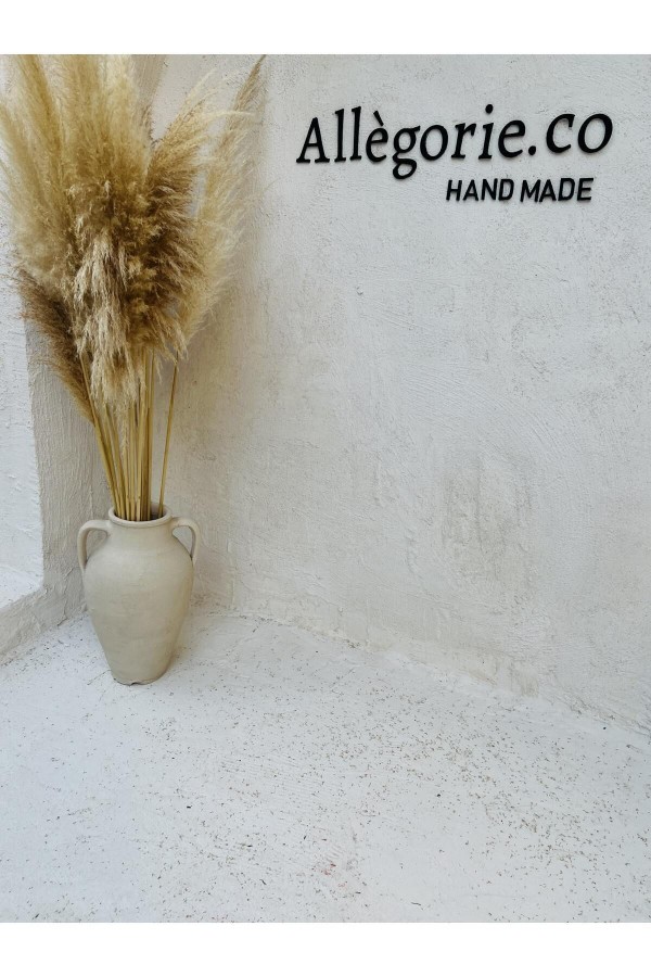 Lana Çift Kulplu Vazo Krem