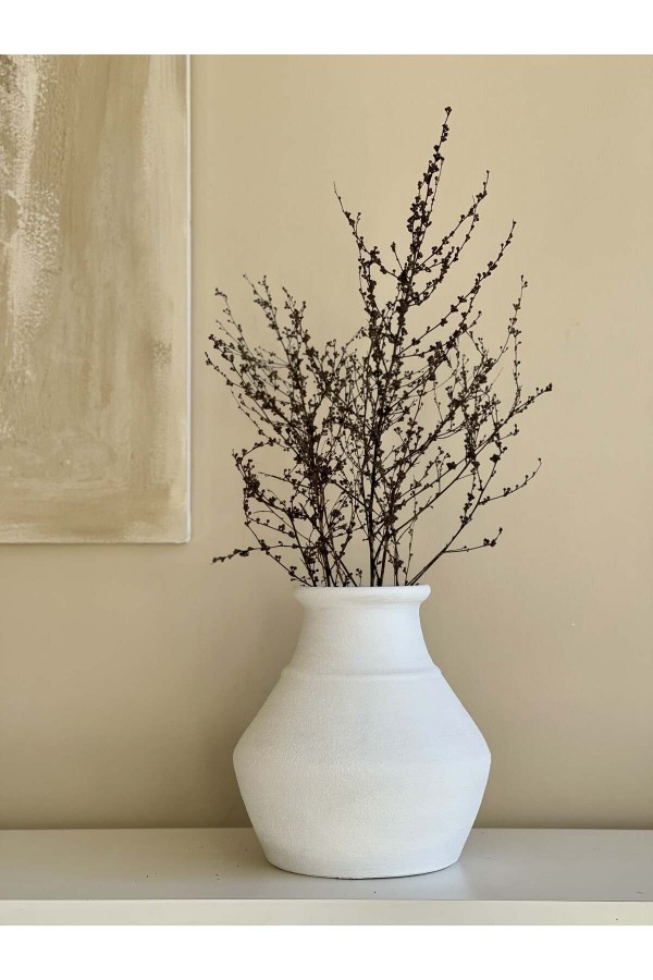 LOCCA DOKULU VE MAT VAZO BEYAZ