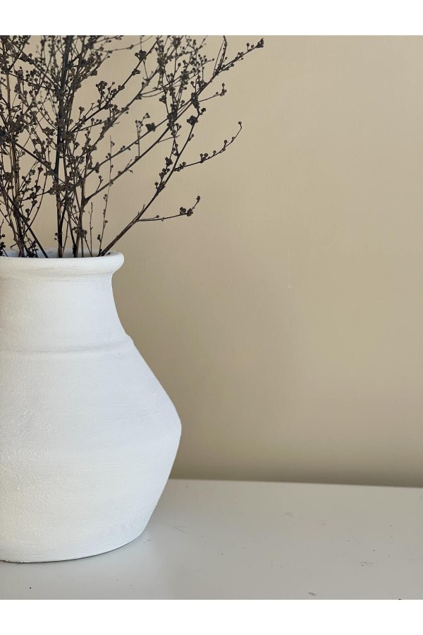 LOCCA DOKULU VE MAT VAZO BEYAZ