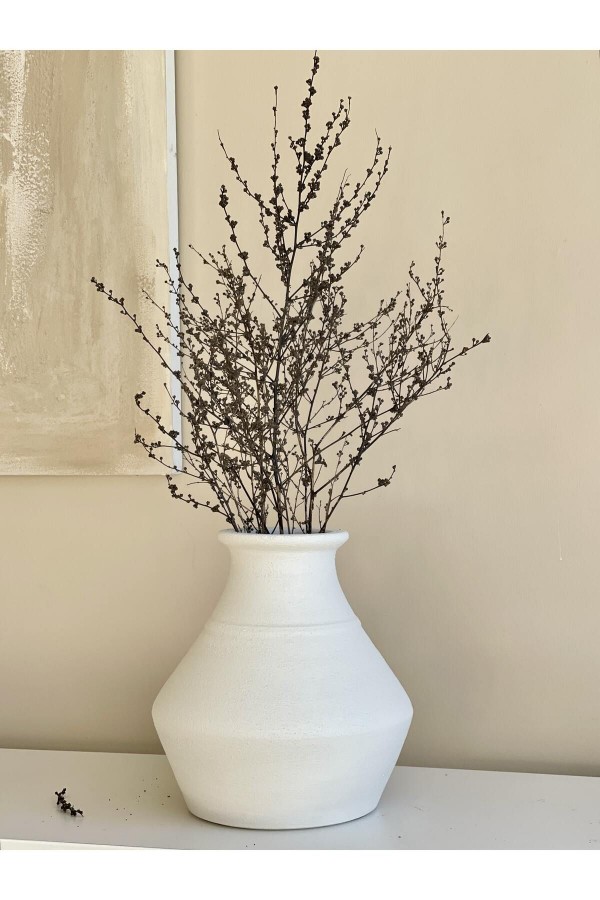 LOCCA DOKULU VE MAT VAZO KIRIK BEYAZ