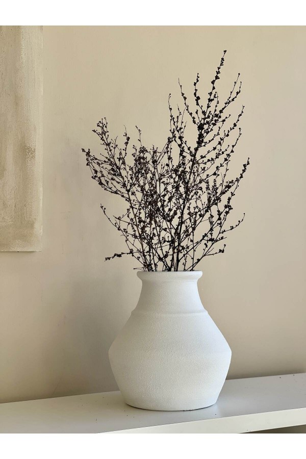 LOCCA DOKULU VE MAT VAZO BEYAZ