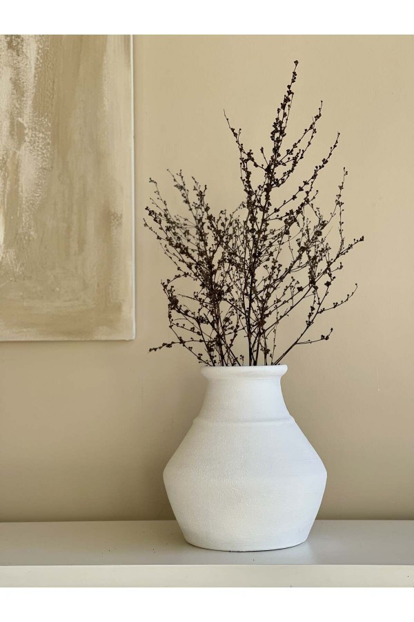 LOCCA DOKULU VE MAT VAZO BEYAZ