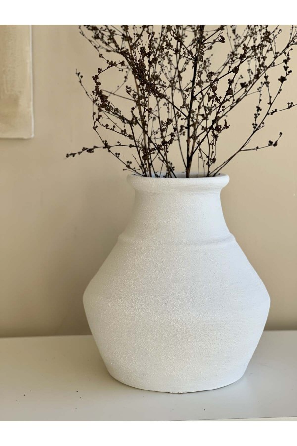 LOCCA DOKULU VE MAT VAZO BEYAZ