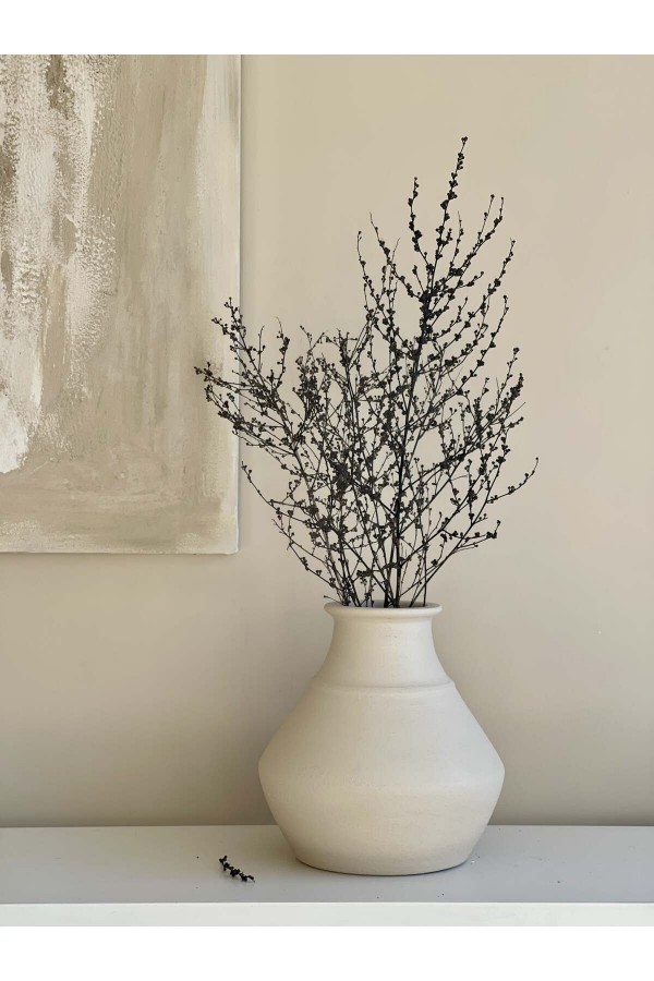 LOCCA DOKULU VE MAT VAZO KREM BEJ