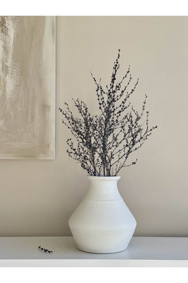 LOCCA DOKULU VE MAT VAZO KIRIK BEYAZ