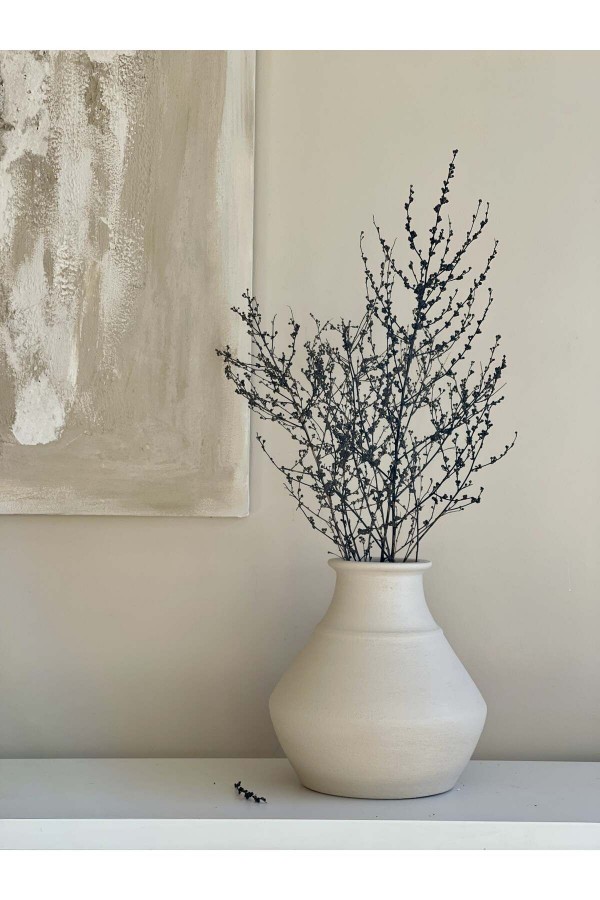 LOCCA DOKULU VE MAT VAZO KREM BEJ