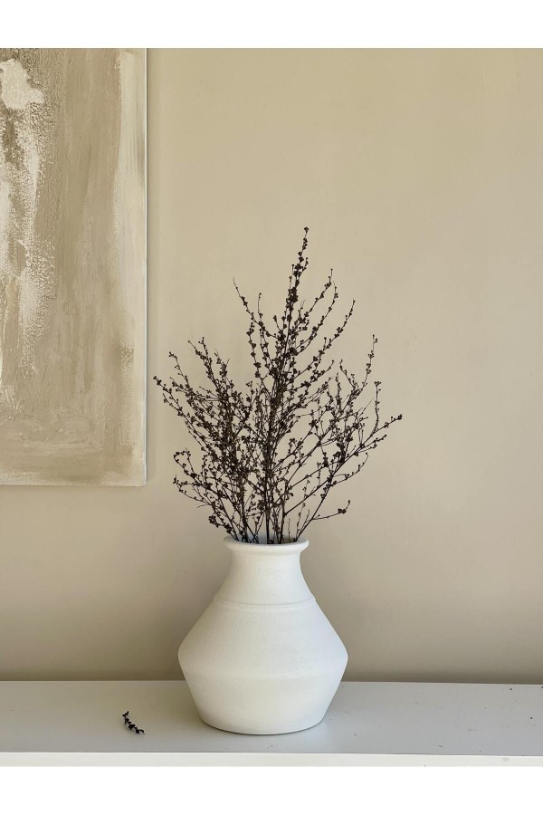 LOCCA DOKULU VE MAT VAZO KIRIK BEYAZ