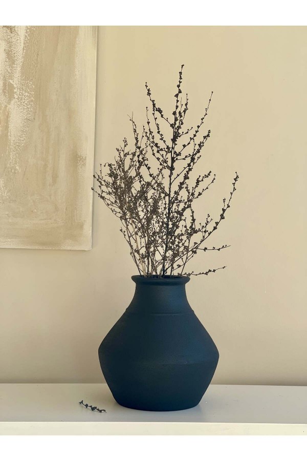 LOCCA DOKULU VE MAT VAZO SİYAH