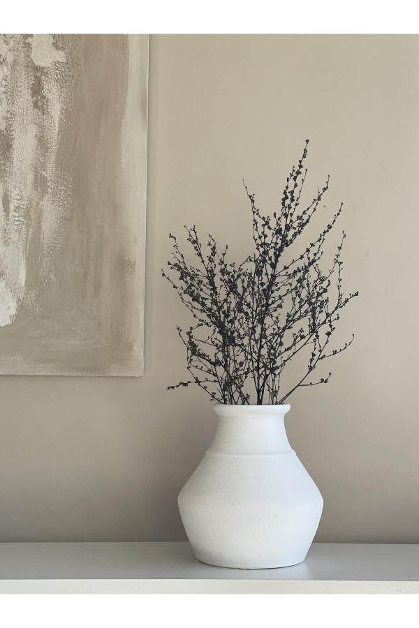 LOCCA DOKULU VE MAT VAZO BEYAZ