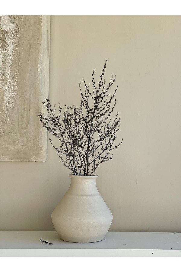 LOCCA DOKULU VE MAT VAZO KREM BEJ