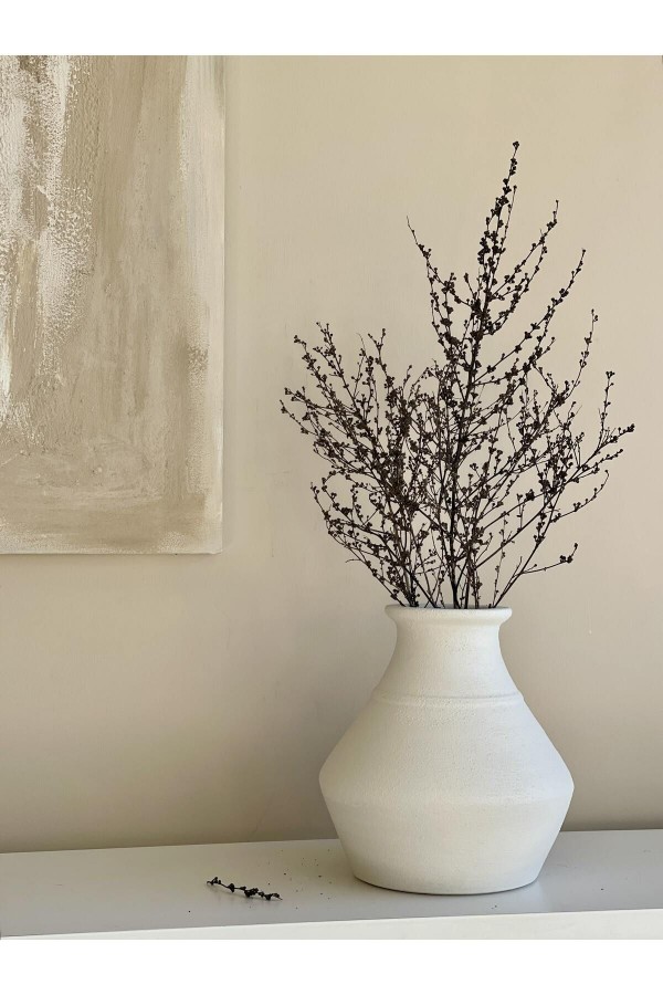 LOCCA DOKULU VE MAT VAZO KIRIK BEYAZ