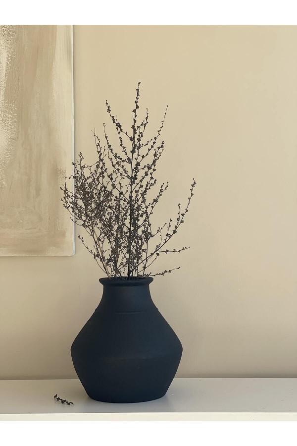 LOCCA DOKULU VE MAT VAZO SİYAH