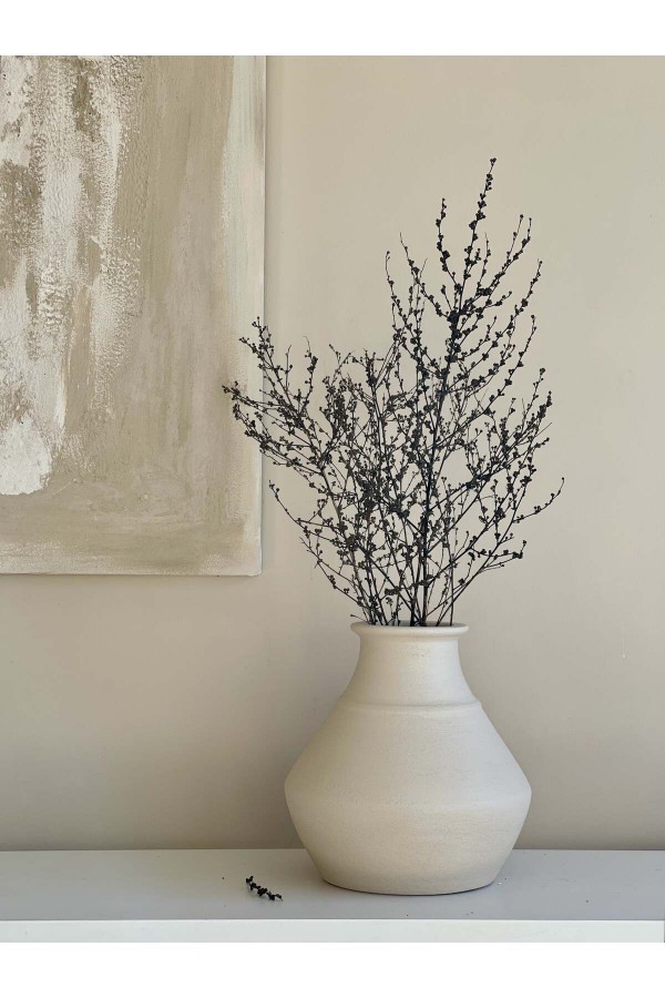 LOCCA DOKULU VE MAT VAZO KREM BEJ