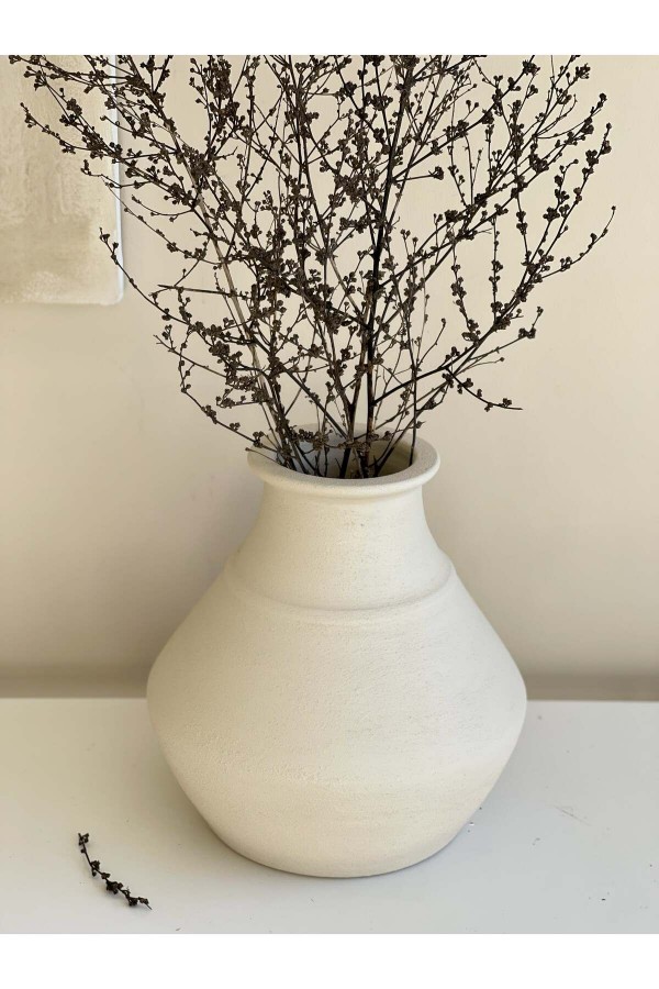 LOCCA DOKULU VE MAT VAZO KREM BEJ