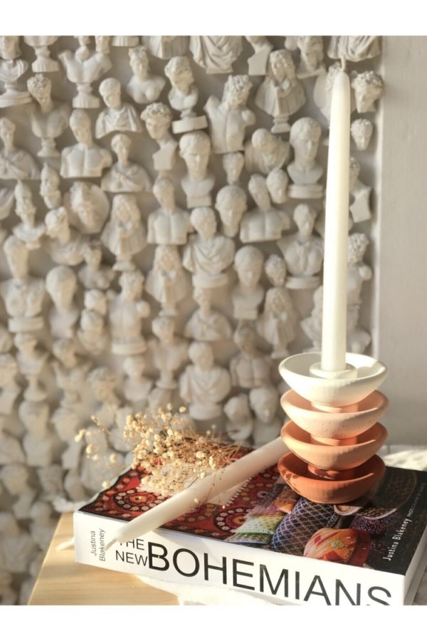 Tall Terracotta Nude Tonlu Beton 4'lü Şamdan Mumluk