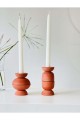 Luwe Ve Juwe 4'lü Şamdan Mumluk Seti Terracotta