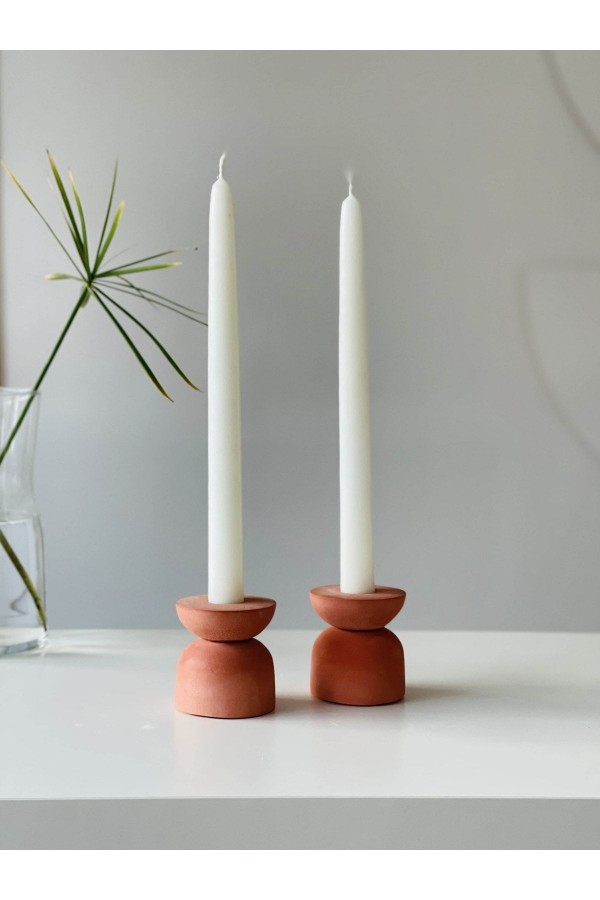 Juwe 2'li Şamdan Mumluk Terracotta