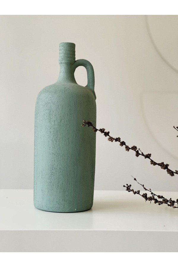 Lingo Tek Kulplu Eskitme Şişe Vazo Yeşil