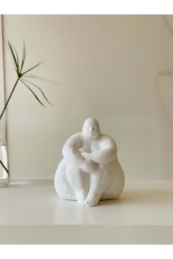 Alle Fat Lady Dekoratif Heykel Model Se Beyaz