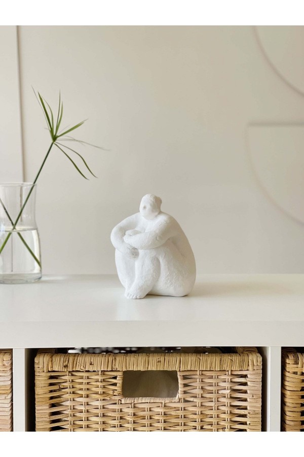 Alle Fat Lady Dekoratif Heykel Model Se Beyaz