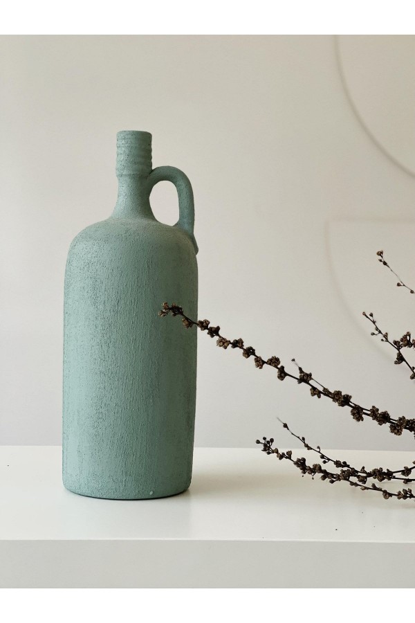 Lingo Tek Kulplu Eskitme Şişe Vazo Yeşil