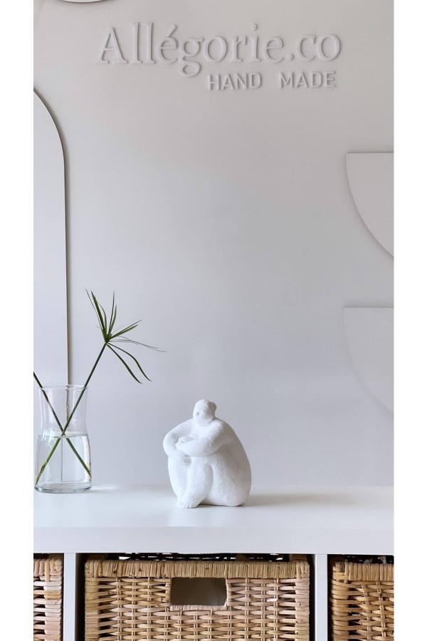 Alle Fat Lady Dekoratif Heykel Model Se Beyaz